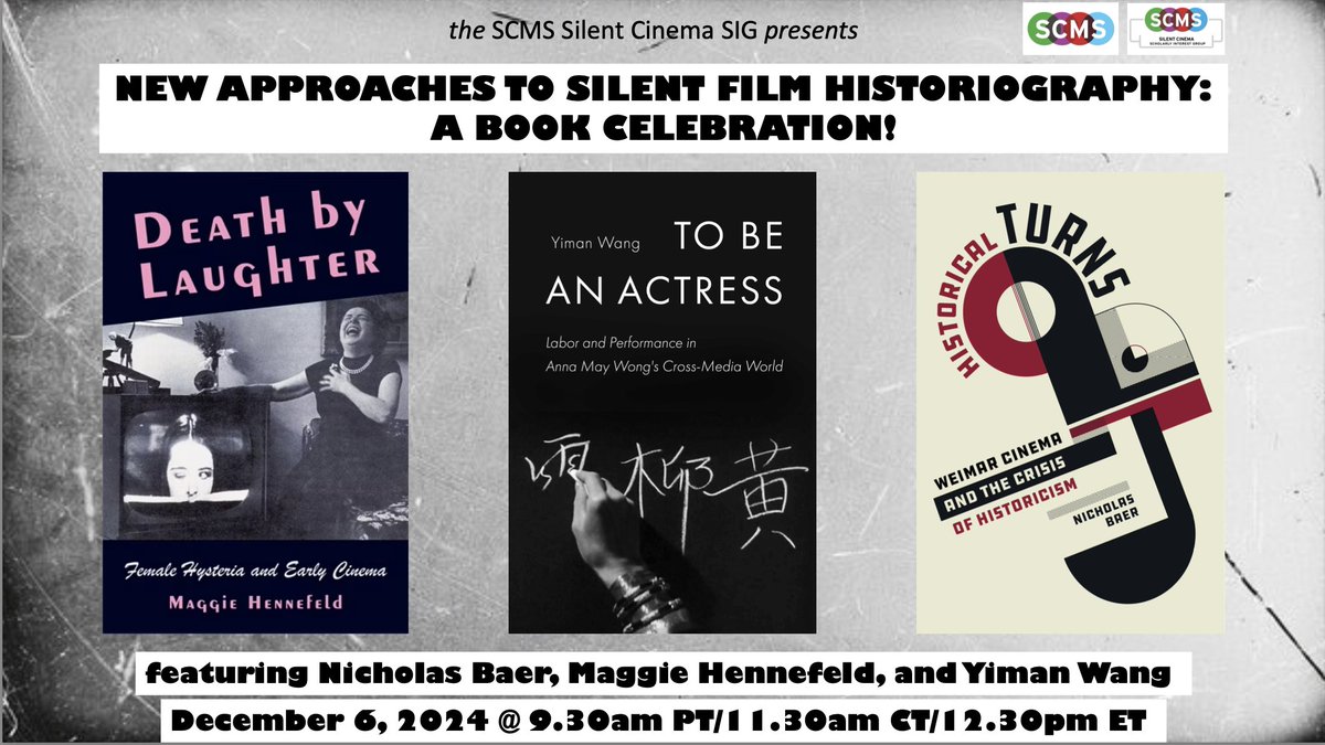 Please save the date for the 1st event of the Silent Cinema SIG <a href="/SCMStudies/">SCMS</a> this year! This roundtable, "New Approaches to Silent Film Historiography: A Book Celebration!," will feature Maggie Hennefeld @magshenny Nicholas Baer @_nbaer_ &amp; Yiman Wang <a href="/hahumiaomiao/">Yiman Wang</a> More info soon!
