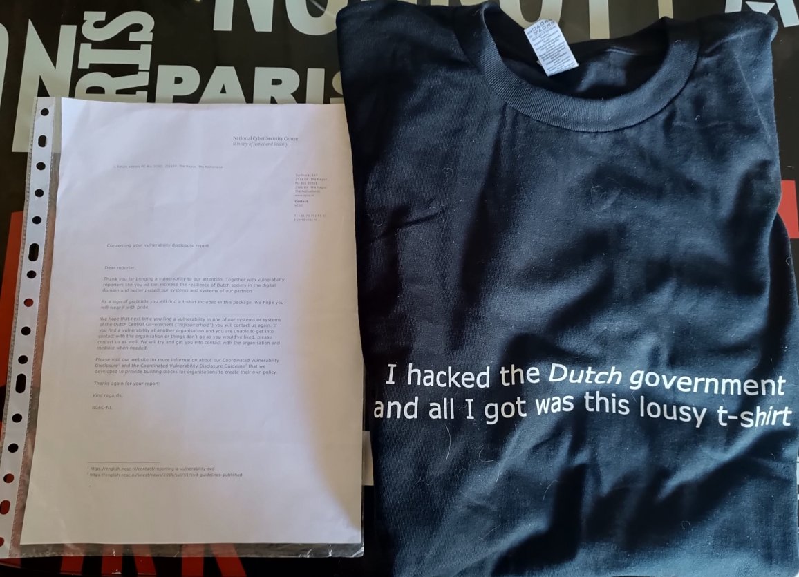 Thank you for the T-shirt and letter <a href="/ncsc_nl/">NCSC-NL</a>