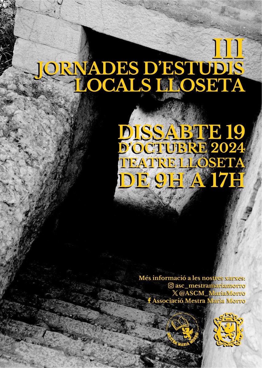 ASCM_MariaMorro's tweet photo. ‼️Estau convidats i convidades a les III Jornades d’Estudis Locals de Lloseta, organitzades per l'Associació d'Historiadors i Investigadors de Lloseta Mestra Maria Morro, amb la col·laboració de l’àrea de cultura de l’Ajuntament de Lloseta. https://t.co/6K4QSTpNEa