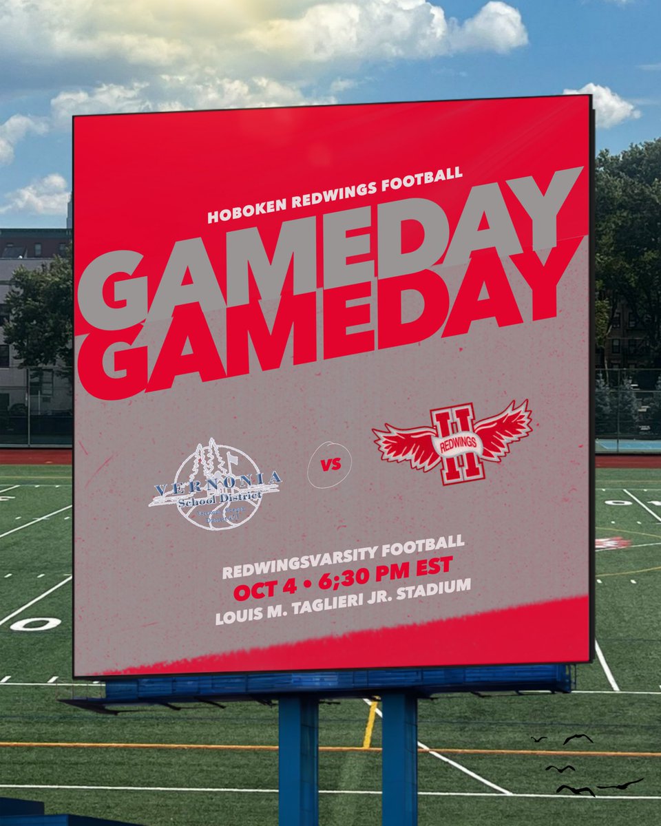 It’s Game Day Hoboken! 
Our Redwings vs Verona HS 6:30 tonight at the stadium. 
#RedwingsFootball