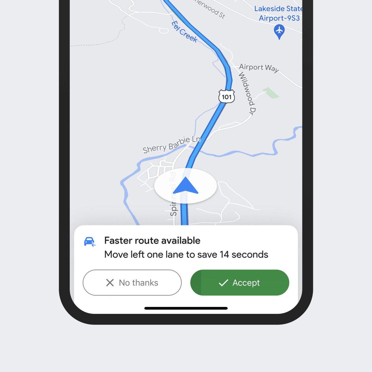soren_iverson's tweet image. Google Maps extremely granular “faster route available” options