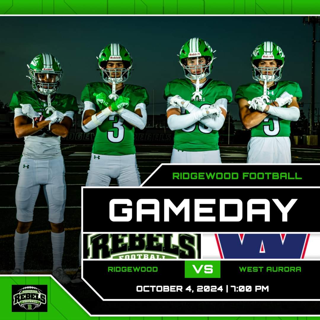 Ridgewood Rebels Football (@rhsfootball234) on Twitter photo Ridgewood (3-2)(1-2) vs West Aurora (5-0)(3-0) away at 7:00pm. JV will play at 5pm and Varsity will play at 7pm. Come out and support the Rebels! Tonight's Game Will Be Live on YouTube, you can use this link: @JustBigPete <a href="/michaelsobrien/">Michael O'Brien</a> youtube.com/live/46rYV2W0X… Ridgewood (3-2)(1-2) vs West Aurora (5-0)(3-0) away at 7:00pm. JV will play at 5pm and Varsity will play at 7pm. Come out and support the Rebels! Tonight's Game Will Be Live on YouTube, you can use this link: @JustBigPete <a href="/michaelsobrien/">Michael O'Brien</a> youtube.com/live/46rYV2W0X…