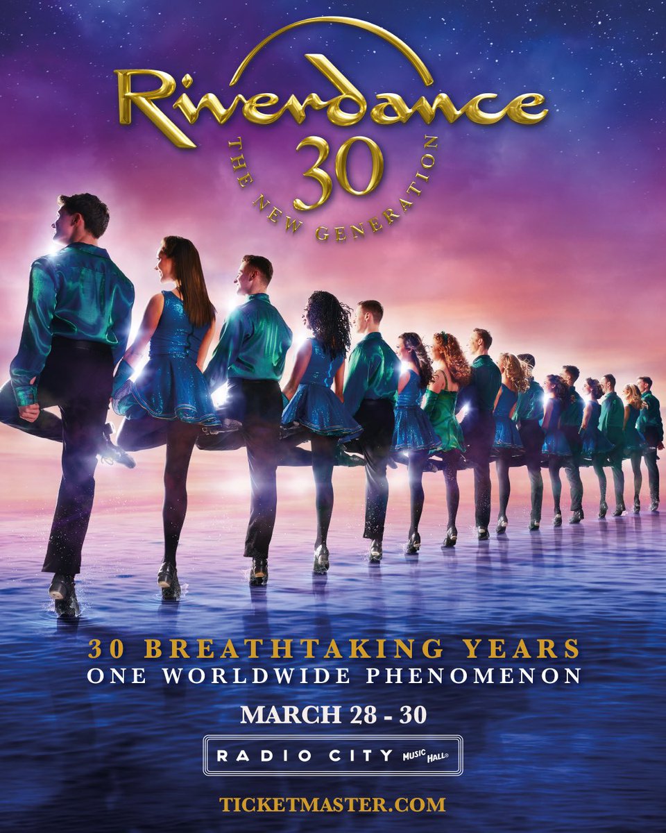 Riverdance's tweet image. Riverdance returns to NYC, celebrating 30 breathtaking years @RadioCity. ✨🇺🇸

This is Riverdance reimagined! A powerful and stirring reinvention of the global phenomenon. 

🗓️Dates: 28-30 March, 2025

🎟️TICKETS ON SALE NOW:
ticketmaster.com/venue/491523?a…