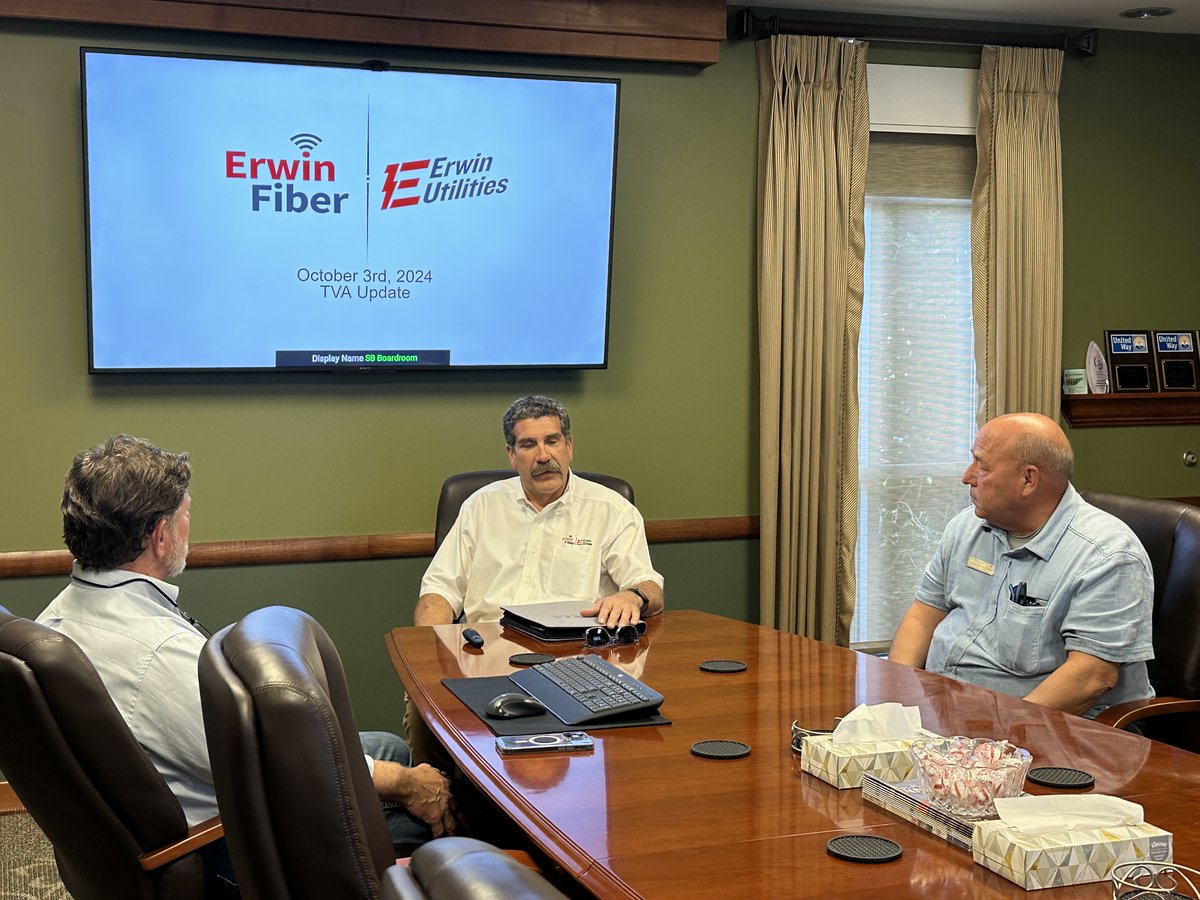 ErwinUtilities's tweet photo. Our restoration efforts remain ongoing today as we mark one week since the flood that changed our community forever. Yesterday, TVA President and CEO, Jeff Lyash, and his team met with us to gain insight on our immediate needs and to offer support and resources. #ErwinStrong https://t.co/a1YR11Mkiy