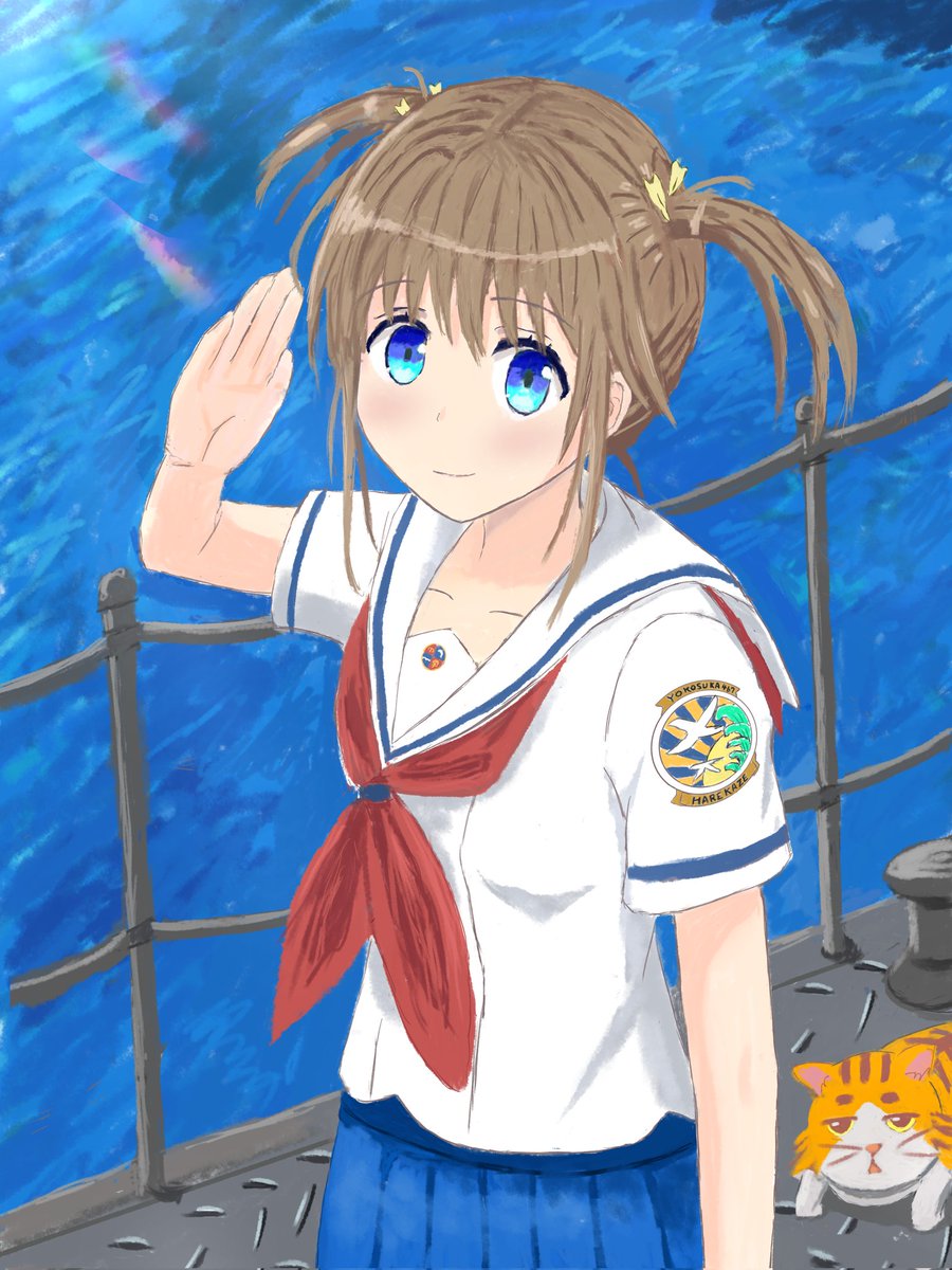 今回はハイスクール・フリート晴風艦長のミケちゃんを描いてみました😊
#ハイスクール・フリート
#はいふり 
#岬明乃