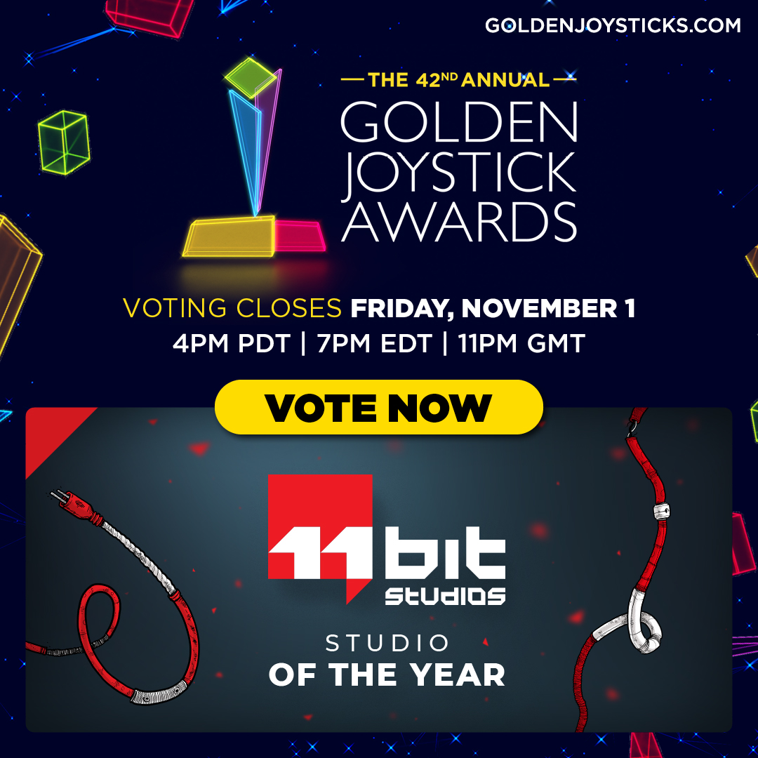 11bitstudios's tweet image. We are super proud to be nominated for the &quot;Studio of the Year&quot; in the 42nd #GoldenJoystickAwards ❤️ 
 
@frostpunkgame has also been nominated in &quot;PC Game of the Year&quot;, and @indikagame in &quot;Best Indie Game&quot; - this year has been a wild ride and we couldn&apos;t have done it without the…
