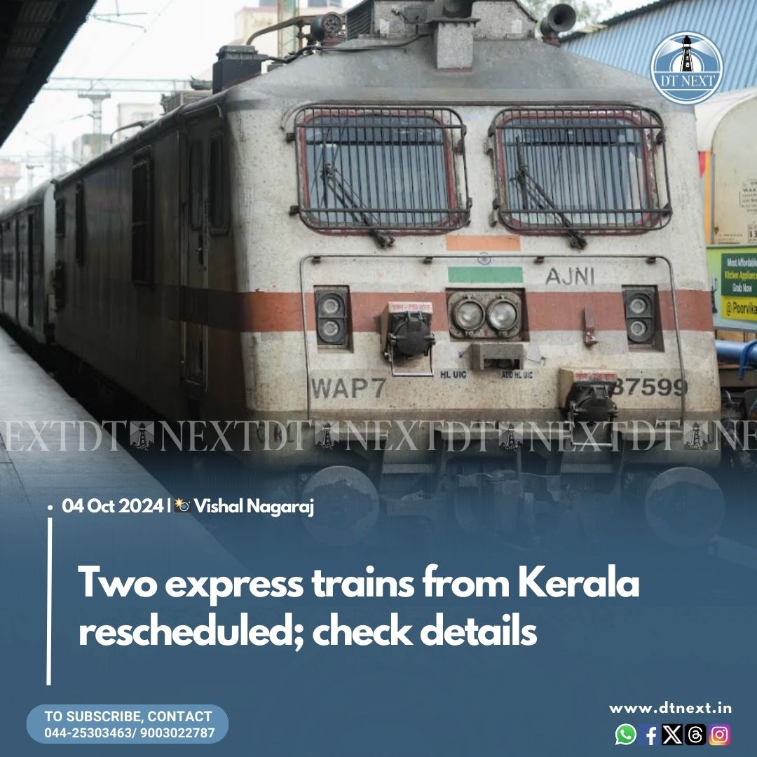 dt_next's tweet image. Two express trains that are operated from Kerala have been rescheduled to facilitate the replacement work of Bridge No 713 between Mannanur and Ottappalam in the Palakkad division.

🔗dtnext.in/news/national/…

#dtnext #train #expresstrain #kerala #palakkad #alappuzha #travel