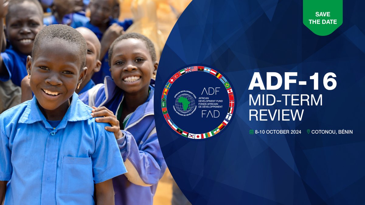 AfDB_Group's tweet image. The #AfricanDevelopmentFund, the concessional lending window of the @AfDB_Group, to hold its Mid-Term Review in Cotonou, #Benin, next week.

At #ADF16MTR, Bank Management will report on the progress made on #ADF16 and agreed policy commitments: bit.ly/4dv9coL