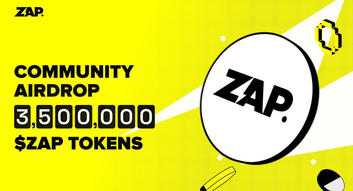 ⚡ ZAP AIRDROP ⚡
We’re thrilled to announce a community airdrop of 1% of the $ZAP supply for over 10,000 early ZAP users! 🎉

The goal of this is to reward our earliest and most loyal supporters while fostering continued value creation across the ZAP ecosystem.

🗒️ Full Details