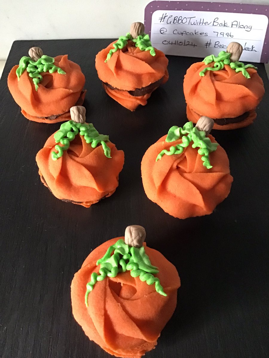 Cupcakes7996's tweet photo. @thebakingnanna1 @Rob_C_Allen @marybethxx6 chocolate and orange Viennese Whirls in disguise as little pumpkins with orange gel centre #GBBOTwitterBakeAlong #BiscuitWeek https://t.co/hVUhN8EHR8