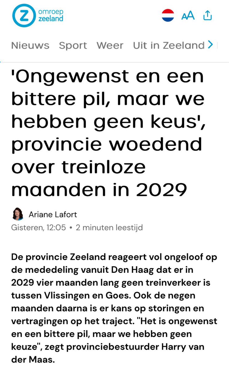Mpanzu Bamenga (@mpanzubamenga) on Twitter photo 4 maanden lang geen treinverkeer tussen Vlissingen en Goes. Ook de 9 maanden daarna kans op storingen & vertragingen.
Deze absurde proef van <a href="/StasIenW/">Staatssecretaris van Infrastructuur en Waterstaat</a> raakt mensen die afhankelijk zijn van OV voor werk, studie en sociale leven. Dit kan zo niet! Namens D66 stel ik Kamervragen. 👇 4 maanden lang geen treinverkeer tussen Vlissingen en Goes. Ook de 9 maanden daarna kans op storingen & vertragingen.
Deze absurde proef van <a href="/StasIenW/">Staatssecretaris van Infrastructuur en Waterstaat</a> raakt mensen die afhankelijk zijn van OV voor werk, studie en sociale leven. Dit kan zo niet! Namens D66 stel ik Kamervragen. 👇