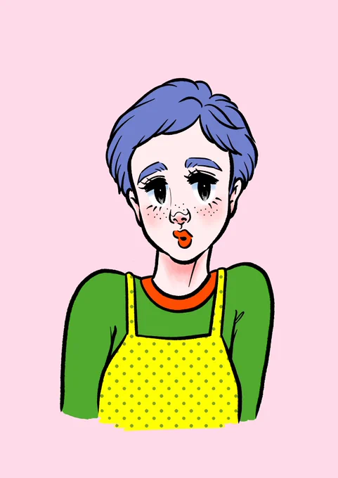 #お絵描き #イラスト #女の子 #レトロ #ファッション #ヘアスタイル #本の挿し絵のお仕事したい #広島在住 #広島在住イラストレーター #nostalgia #retro #retrostyle #japanesegirl
