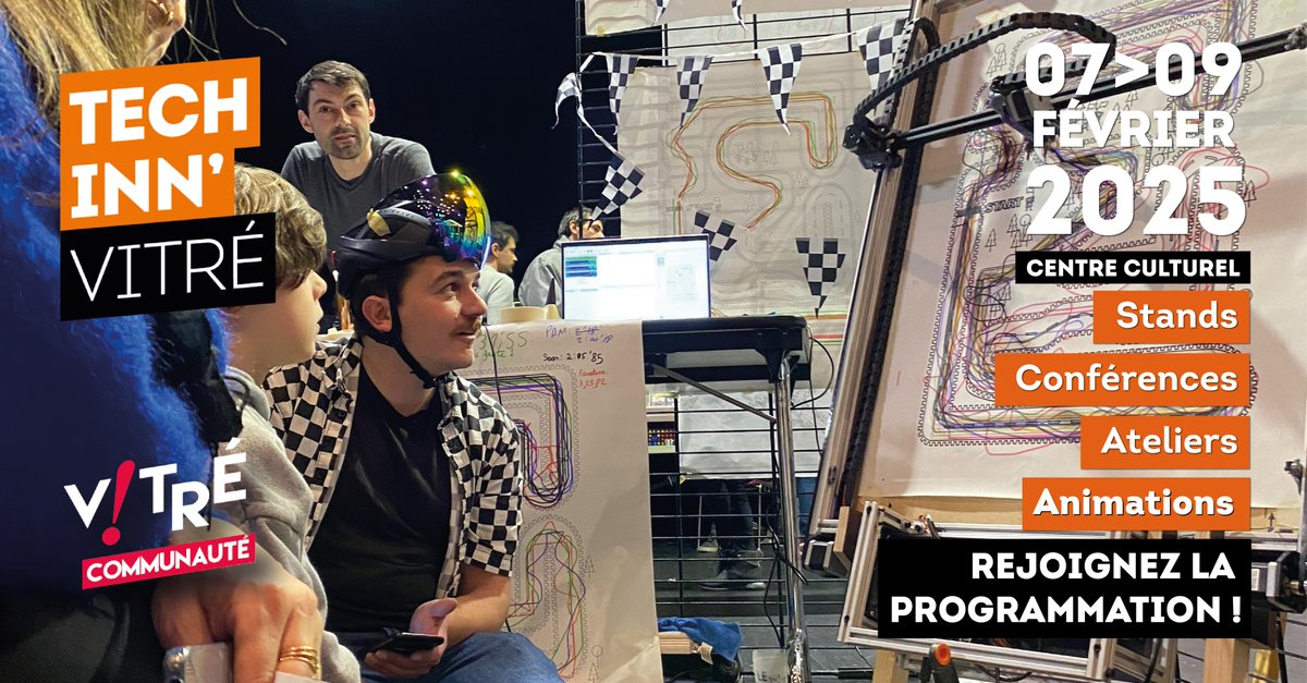 🗓️ Du 7 au 9 février 2025, rejoignez la 8e édition de Tech Inn'Vitré au Centre culturel Jacques Duhamel à Vitré. 
📢 L'appel à participation est lancé !
👉 📝 Rejoignez-nous en vous inscrivant dès aujourd’hui :
forms.gle/WyCrkAHFYKXd6D…
#TIV25 #Numérique #Inclusion #Technologie