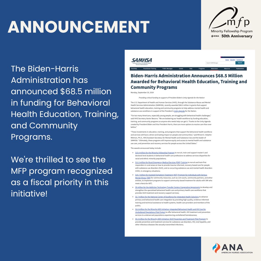 Great news! The Biden-Harris Administration has announced $68.5 million in funding for Behavioral Health Education, Training, and Community Programs. We're thrilled to see the MFP program recognized as a fiscal priority in this initiative! 

Read more - ow.ly/f1Lo50TBARv