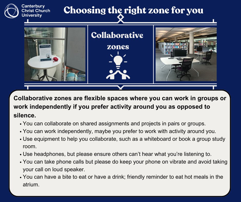 ccculibrary's tweet image. Here is an update to all our returning students and new students visiting Augustine Library @CCCUStudents  Our Study Spaces have now changed in answer to your feedback we now have Collaborative and Silent spaces.
For more information:
tinyurl.com/ChoosingYourSt…

#DiscoverYourLibrary