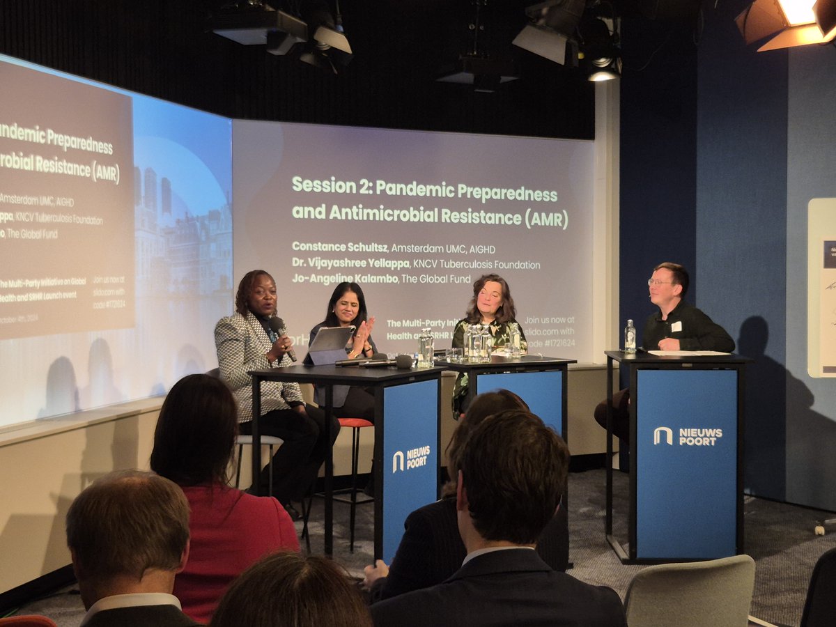 Session 2 is next! <a href="/CSchultsz/">Constance Schultsz</a> of <a href="/amsterdamumc/">Amsterdam UMC</a> , <a href="/dr_vijayashree/">Vijayashree Yellappa</a> of <a href="/KNCVTBPlus/">KNCV TB Plus</a> and <a href="/jomwalwega/">Jo-Angeline Kalambo</a> of the <a href="/GlobalFund/">The Global Fund</a> discuss the role of NL in addressing antimicrobial resistance (AMR). #NLforHealth