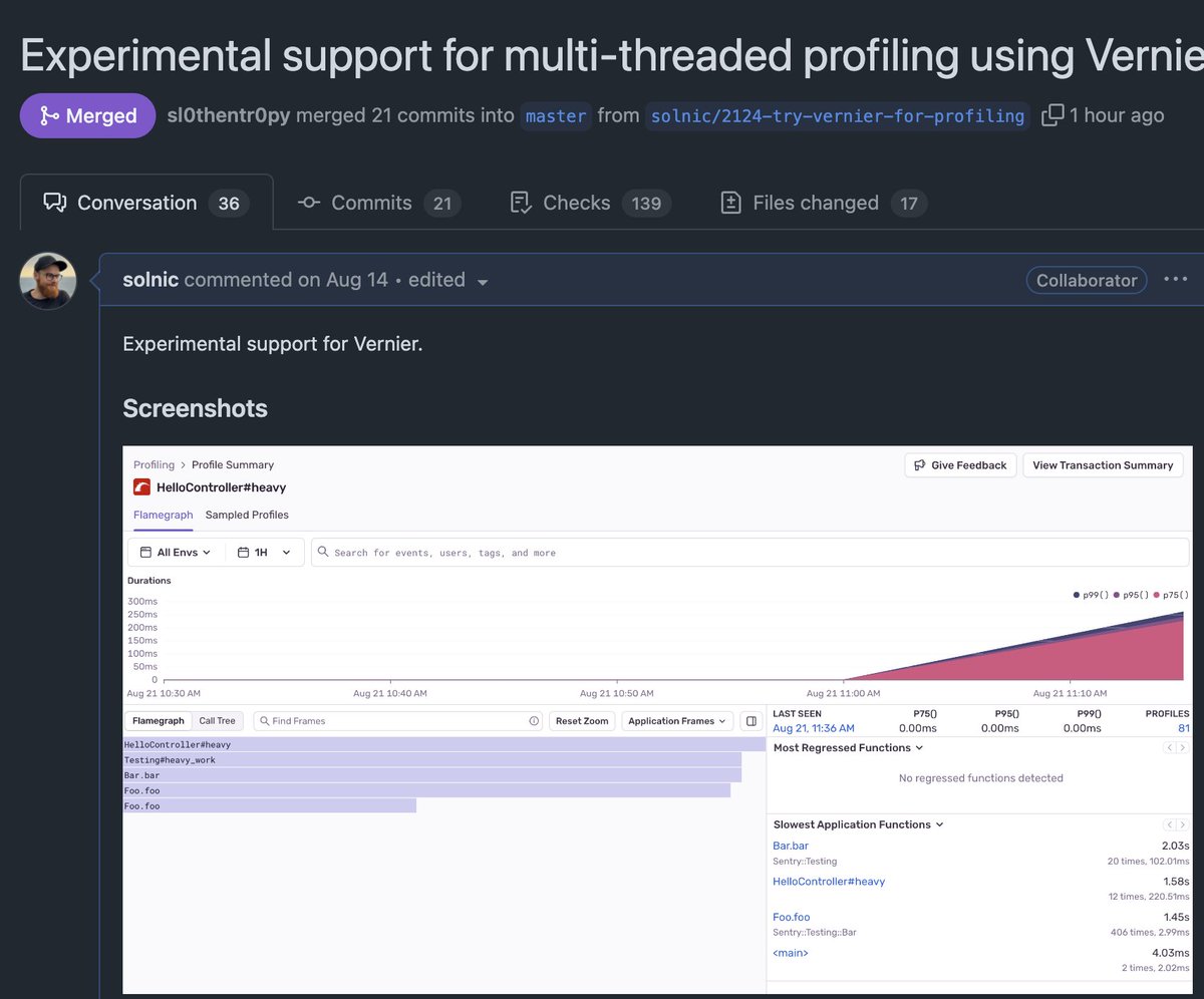 solnic_dev's tweet image. Support for profiling using Vernier was just merged in sentry-ruby SDK 🎉🎉🎉

#ruby #sentryio #profiling #performance #observability #metrics