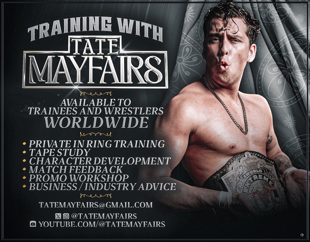 I’ve had the pleasure of 10+ years of experience , over 16 countries and 4 continents holding championships on every one of them and working with the best wrestlers, minds and companies in the world 

I’ve currently got students in UK , Europe and US but I’ve got room for a few