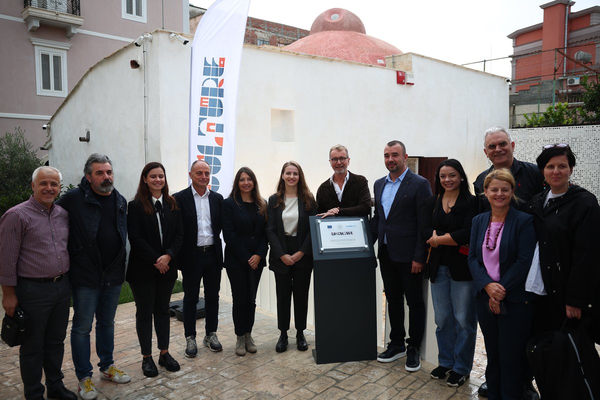 EUinAlbania's tweet photo. Another cultural heritage site damaged by the 2019 earthquake has been restored!

Today, the Hammam of #Durrës reopened its doors, offering visitors a chance to experience the rich history and cultural diversity of #Albania 🇦🇱.

Located near to the iconic Venetian Tower, the Hammam is one of the 15 cultural heritage sites which have been fully renovated through the #EU4Culture 🇪🇺 programme, while work ongoing at 8 additional sites.