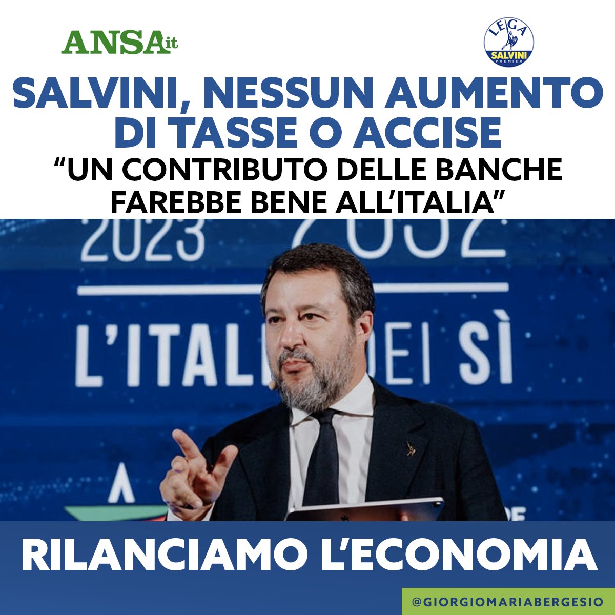 GiorgioBergesio's tweet image. Da sempre il nostro #impegno è volto a garantire una politica fiscale #equa e #sostenibile.

Come ha ribadito con fermezza il ministro @matteosalvinimi , non ci sarà alcun aumento delle tasse.