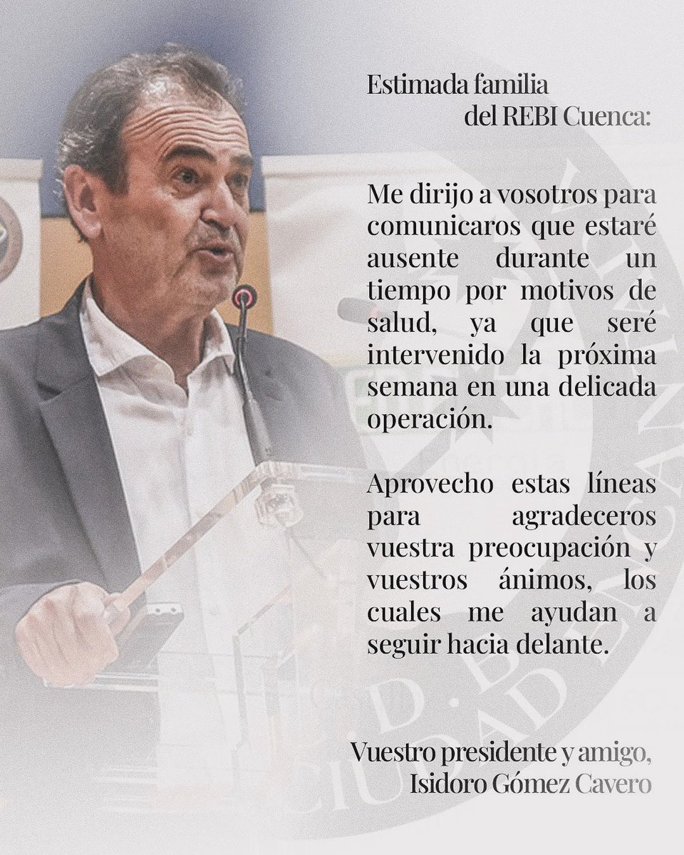 ➡️COMUNICADO DE NUESTRO PRESIDENTE

Mucho ánimo Isidoro, este partido lo ganaremos todos juntos.