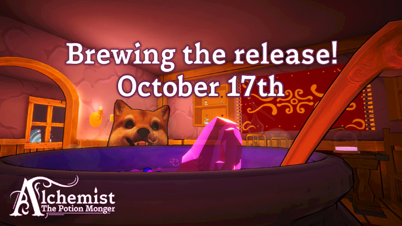 ArtGamesStudio's tweet photo. Alchemist: The Potion Monger soon on Nintendo Switch! 
Take the game with you and brew potions anywhere you like. 
Release date set on 17th October 2024 https://t.co/6ZtOEOpmgy

#alchemy #simulator #dog #indiegame #Nintendo https://t.co/EnPB1cfGmI