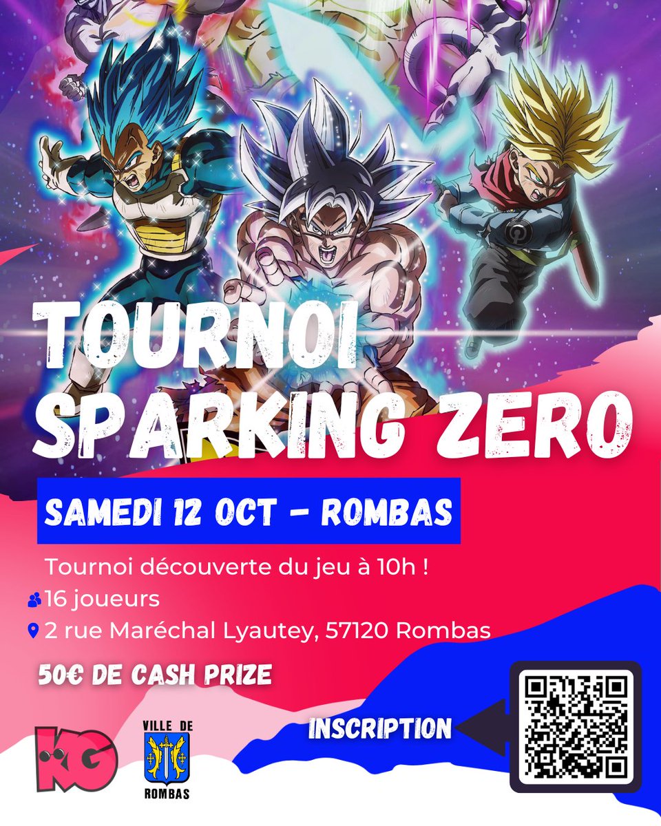 TOURNOI DBZ SPARKING ZERO 🥊🆚

Petit déjeuner offert par la maison 🥐

+ Freeplay à disposition pour tester le jeu

📌  Infos et inscription : play.toornament.com/fr/tournaments…