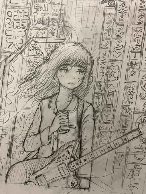 そろそろとグループ展用のイラスト作成中デス🖊️✨✨✨でももう寝ます… 