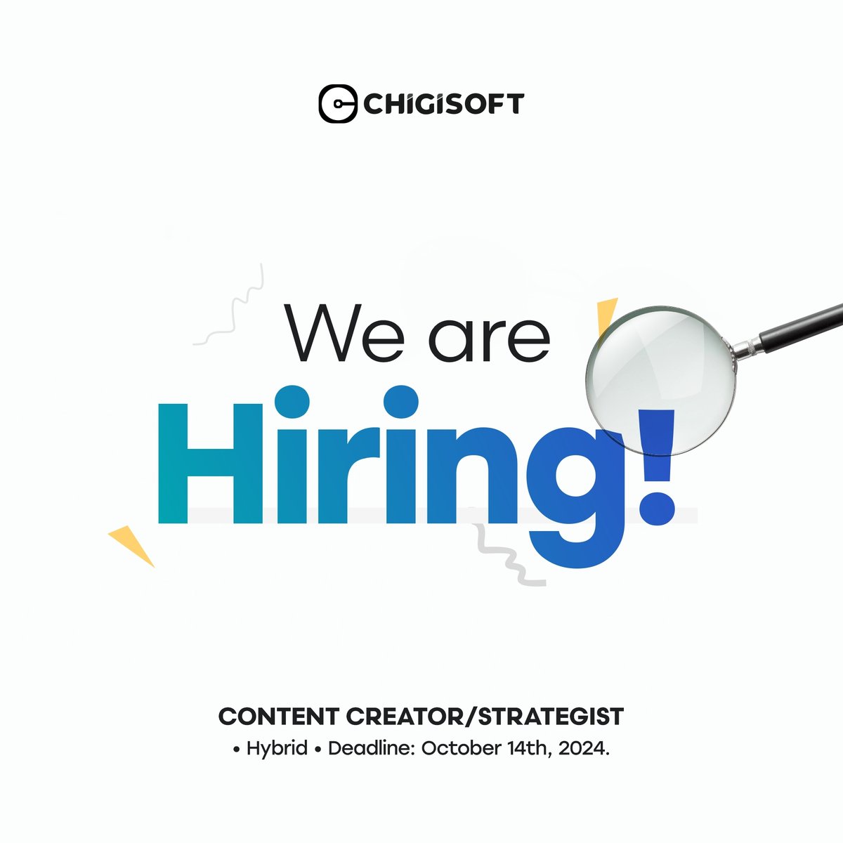 chigisoft's tweet photo. We’re Hiring!
Are you a creative content strategist with a flair for crafting engaging and impactful content?
You could be the perfect fit for our team!
Apply only once: https://t.co/PQnvb4FpEf
#chigisoft #HiringNow #hiringcontentcreator #contentstrategist #ApplyNow https://t.co/Kp0gHFVjKL