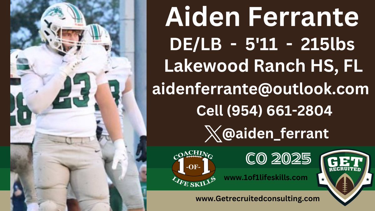 Aiden Ferrante - CO 2025 - DE/LB - 5'11, 215lbs - 3.2 GPA - Athletic, strong, tough, playmaker - Lakewood Ranch HS, FL - Profile: app.productiverecruit.com/profile/aiden-… @aiden_ferrant @1of1lifeskills <a href="/uwa_football/">West Alabama FB</a> <a href="/UWFFootball/">UWF Football</a> <a href="/Shorter_FB/">Shorter Hawks Football</a> <a href="/UWGFootball/">West Georgia Football</a> @valdostastatefb <a href="/DeltaStateFB/">#DSUFamily</a> #coach