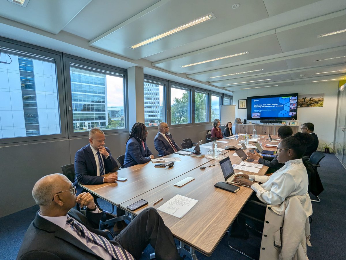 🇯🇲  as CARICOM Coordinator in Geneva organised an engagement today between CARICOM Ambassadors in Geneva with key stakeholders from the alcohol industry to receive updates on the sector's concrete actions taken since the HLM on NCDs in 2018.