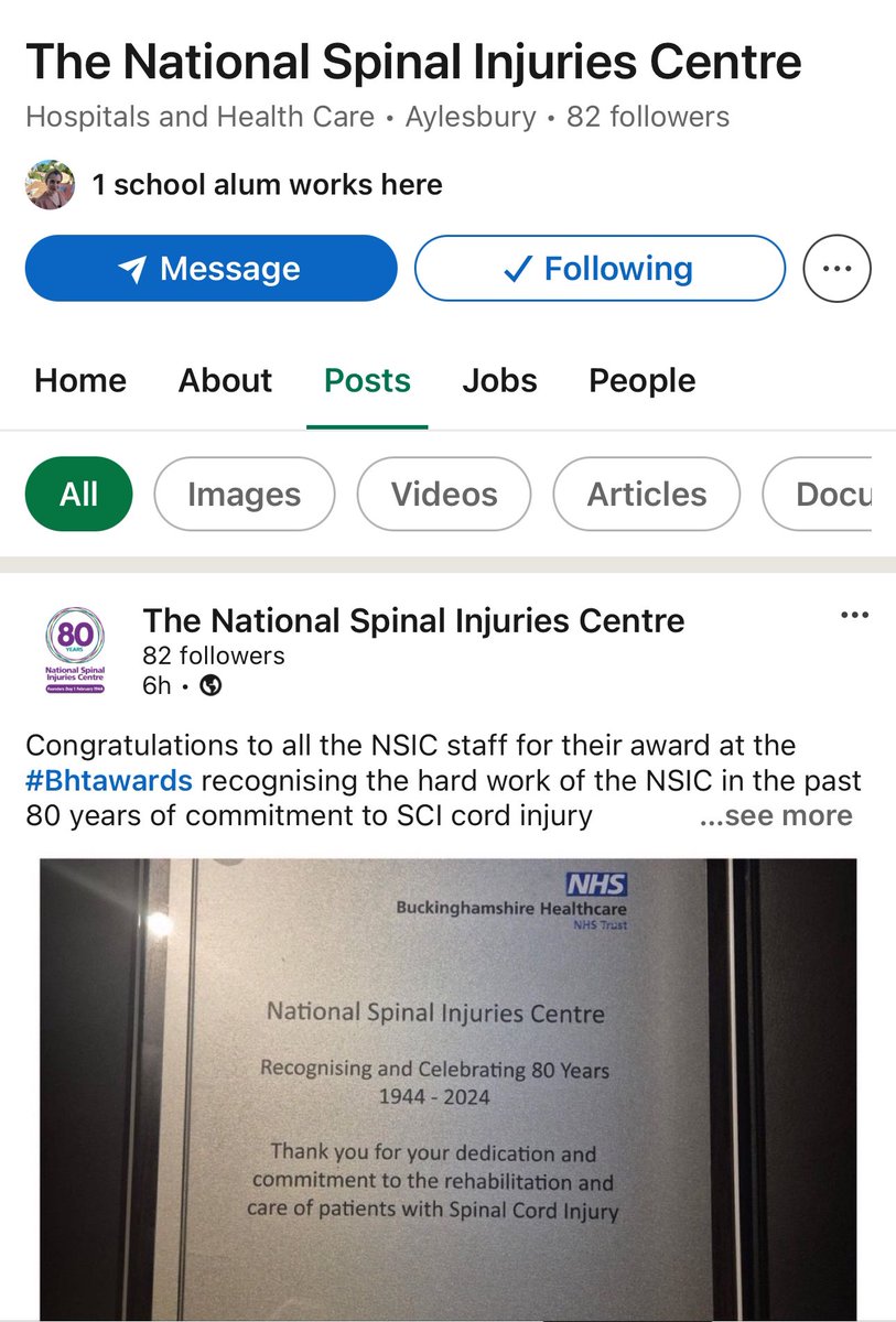 To follow <a href="/NSICStokeMand/">The National Spinal Injuries Centre</a>  LinkedIn page follow: 
linkedin.com/company/the-na…