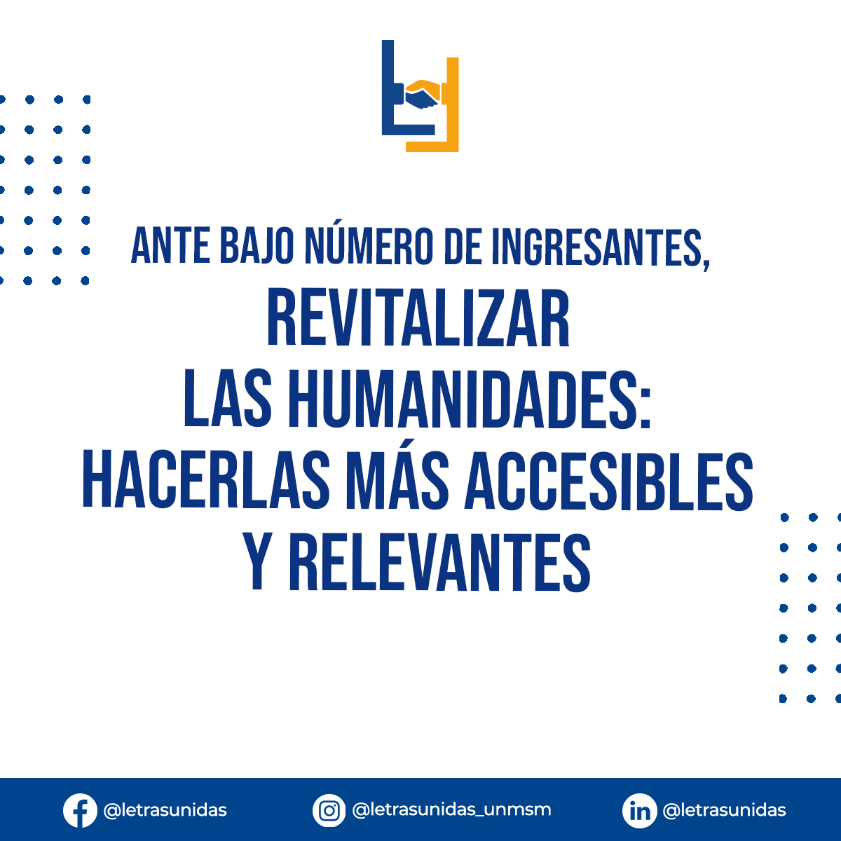 LetrasUnidas_24's tweet photo. En Letras Unidas entendemos la preocupación por el bajo número de ingresantes y la baja matrícula en nuestra facultad. Por ello, revitalizar las humanidades para hacerlas más accesibles y relevantes para los y las jóvenes es importante. #EleccionesUNMSM #biblioaldecanato https://t.co/WjqMr6V4EE