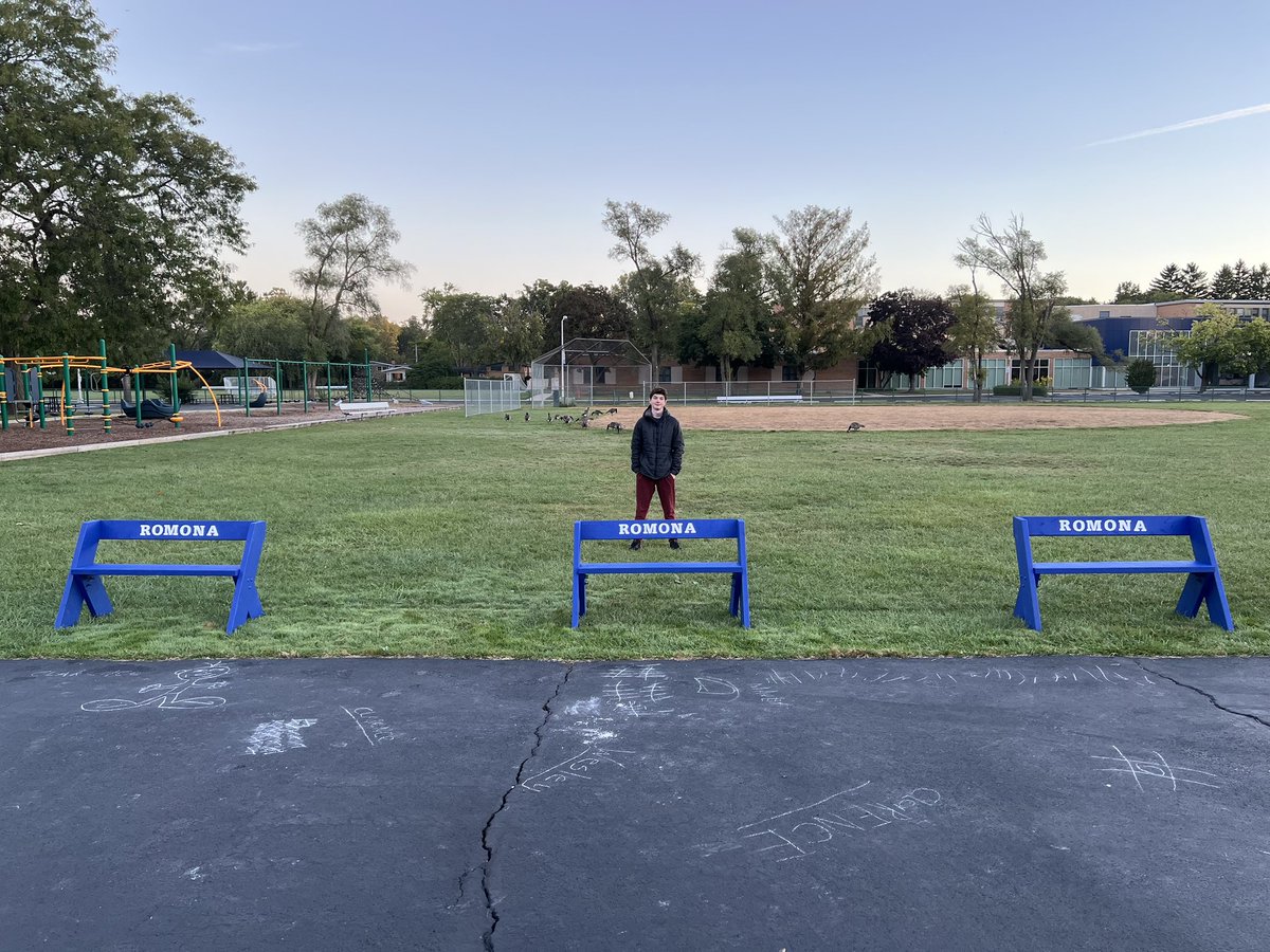 Huge thanks to this talented Eagle Scout &amp; former Mustang for these beautiful Romona benches! #RomonaROCKS