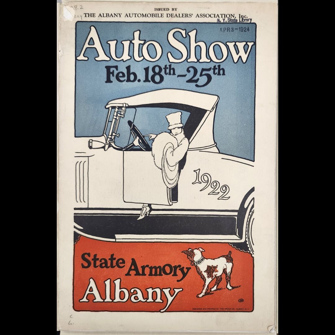 NYSLibrary's tweet photo. Our last entry for this month's #ArchivesHashtagParty - #ArchivesOnTheRoad!

These two covers for the Albany Auto Show may be over 100 years old, but the colors still pop! 

#ClassicCars #AutoShows https://t.co/TLjBDA4Crd