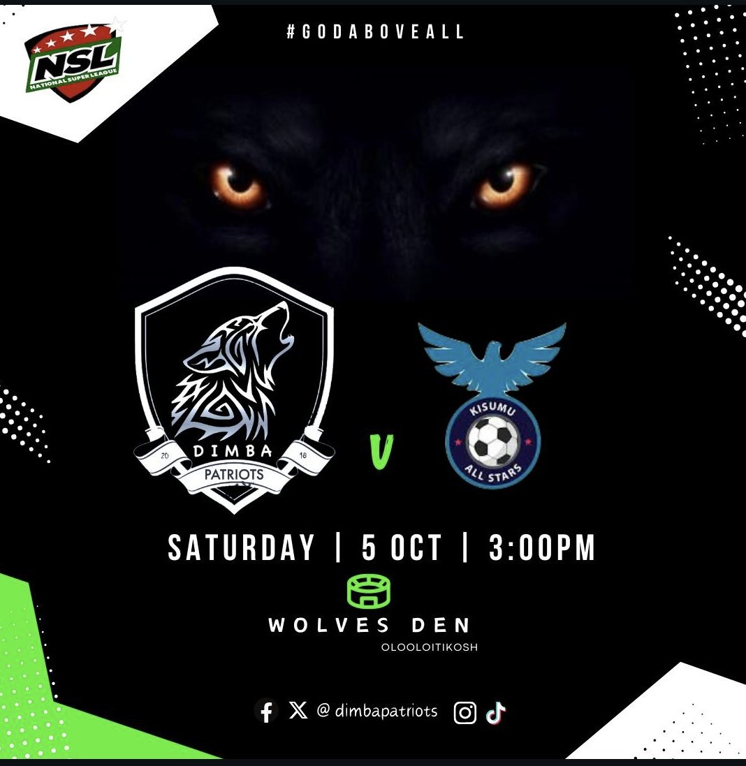 Tomorrow Dimba Patriots FC takes on Kisumu All Stars FC at the Wolves Den 
FKF NSL  Matchday 3