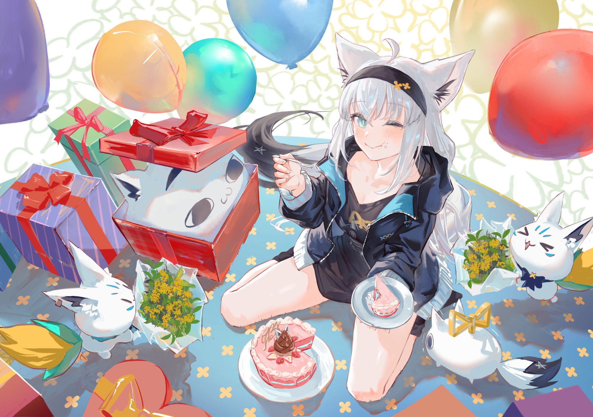 タペストリー　白上フブキ バースデーB2タペストリー 「バーチャルYouTuber ホロライブ Congratulations!! FUBUKI BIRTHDAY PARTY.2019」 白上フブキ「Congratulations!! FUBUKI BIRTHDAY PARTY.2019