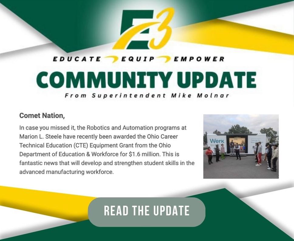 Comet_Connect's tweet photo. Take a moment to check out @TheCometSuper's Community Update covering your opportunity to visit the Toolkit Technologies Werk Station at Steele, #CometCommunity Information Night, &amp; more 💚💛 @AsstCometSuper, @CometInnovators, @edtechsears 

https://t.co/Cis6AodO1Q https://t.co/mDJ8zFULg4