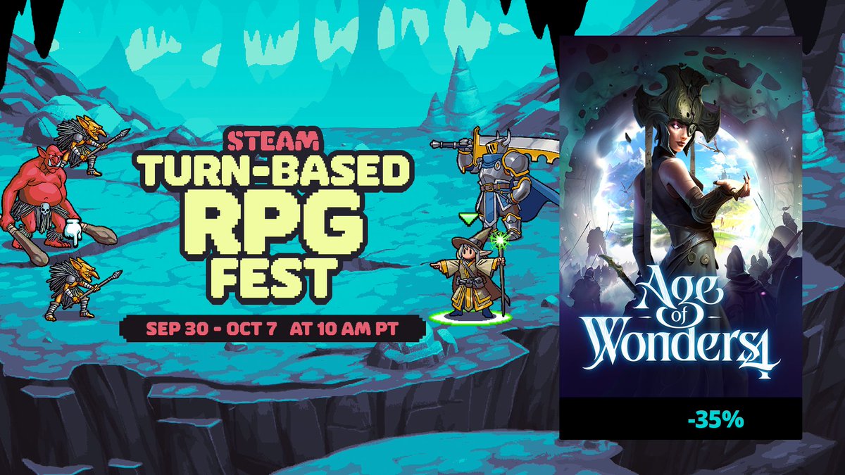 If you are new to our game, Age of Wonders 4 is on sale for Steam's Turn-Based RPG Fest! Share this with anyone who has it on their wishlist!

🎉 Standard Edition: 35% off
✨ Premium Edition: 25% off
📚 First Expansion Pass: 32% off

Get it now: pdxint.at/aow4Steam