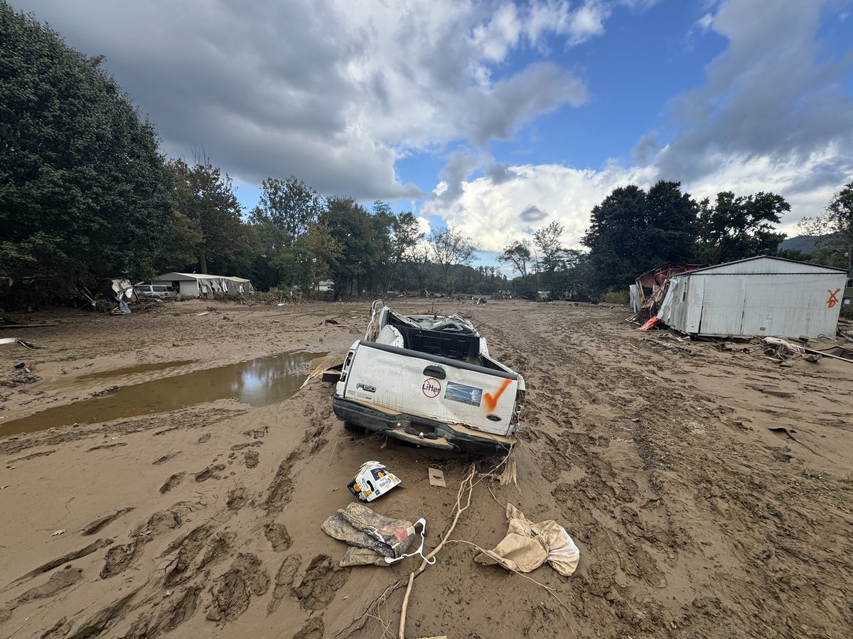 LanceBlockerWx's tweet photo. I’ve spent the last three days in Swannanoa, NC. The devastation is beyond anything I have ever seen and it’s not even close. Neighborhoods are completely wiped out. Residents shared heartbreaking stories of hearing people scream for help as their homes literally floated down the river. There were people in the trees who could not be rescued. It is truly sad and horrific. 

I met a woman in her 70s who recently beat lung cancer. She lost everything in the flood and hasn’t even heard from her landlord to check if she’s alive. Now, she has to figure out how to restart her life. While talking with her, it became clear that her Faith will be her foundation. 

Amid the devastation, the best of humanity is shining through. I’ve seen police and fire crews from Nebraska, Maryland, and other states working to the point of exhaustion to help. I even spotted a Border Patrol truck from Texas and multiple U.S. Coast Guard helicopters conducting food drops.

It’s always important to focus on the good and the heroic actions during tragic events. The heroes are here. It can’t be understated how amazing our nation’s first responders are: They are simply the best of us. 

I also talked with several people who lost their homes and cars, but were spending their time delivering food on ATVs and helping those in need. It was very inspiring.

Many of you have asked what you can do to help. Right now, there’s not much more that can be done on the ground without getting in the way of the organized effort, but these people desperately need financial support. I’ve attached a few links below where you can donate directly to those who need it most if you are financially able to assist. If not, check with some local churches. Many have donation drives which are delivering food, clothes and supplies. 

https://t.co/hUht5FwRr8

https://t.co/eJ6eFaEpS9

https://t.co/pLCZevIzMv