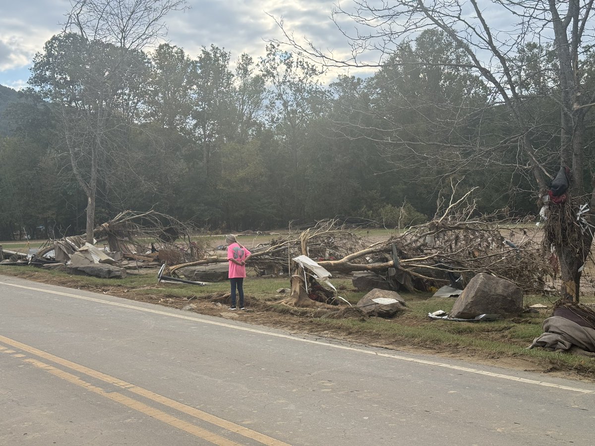 LanceBlockerWx's tweet photo. I’ve spent the last three days in Swannanoa, NC. The devastation is beyond anything I have ever seen and it’s not even close. Neighborhoods are completely wiped out. Residents shared heartbreaking stories of hearing people scream for help as their homes literally floated down the river. There were people in the trees who could not be rescued. It is truly sad and horrific. 

I met a woman in her 70s who recently beat lung cancer. She lost everything in the flood and hasn’t even heard from her landlord to check if she’s alive. Now, she has to figure out how to restart her life. While talking with her, it became clear that her Faith will be her foundation. 

Amid the devastation, the best of humanity is shining through. I’ve seen police and fire crews from Nebraska, Maryland, and other states working to the point of exhaustion to help. I even spotted a Border Patrol truck from Texas and multiple U.S. Coast Guard helicopters conducting food drops.

It’s always important to focus on the good and the heroic actions during tragic events. The heroes are here. It can’t be understated how amazing our nation’s first responders are: They are simply the best of us. 

I also talked with several people who lost their homes and cars, but were spending their time delivering food on ATVs and helping those in need. It was very inspiring.

Many of you have asked what you can do to help. Right now, there’s not much more that can be done on the ground without getting in the way of the organized effort, but these people desperately need financial support. I’ve attached a few links below where you can donate directly to those who need it most if you are financially able to assist. If not, check with some local churches. Many have donation drives which are delivering food, clothes and supplies. 

https://t.co/hUht5FwRr8

https://t.co/eJ6eFaEpS9

https://t.co/pLCZevIzMv