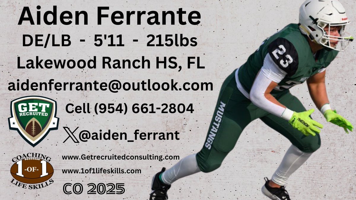 Aiden Ferrante - CO 2025 - DE/LB - 5'11, 215lbs - 3.2 GPA - Athletic, strong, tough, playmaker - Lakewood Ranch HS, FL - Profile: app.productiverecruit.com/profile/aiden-… @aiden_ferrant @1of1lifeskills <a href="/CatawbaFootball/">Catawba Football</a> <a href="/LRBearsFootball/">Lenoir-Rhyne Football</a> <a href="/MarsHill_FB/">MHU Football</a> <a href="/WingateFb/">Wingate Bulldogs Football</a> <a href="/LimestoneFB/">Limestone Football</a> <a href="/Newberry_FB/">Newberry College Football</a> #GRStar