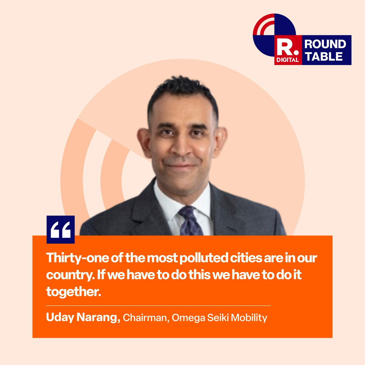RepublicBiz's tweet image. 'Thirty-one of the most polluted cities are in our country. If we have to do this we have to do it together.' - Uday Narang, Chairman, Omega Seiki Mobility at the Republic Digital Roundtable Editon 2
.
.
.
#MobilityRevolution | #FutureOfMobility | #AutoInnovation|