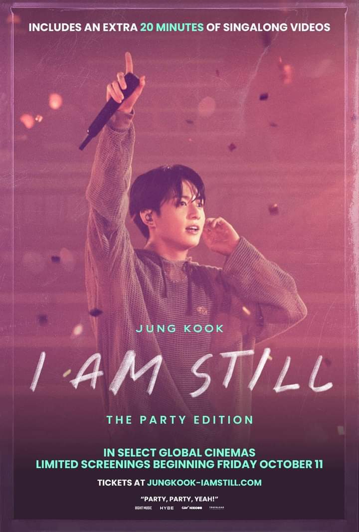 JOOM_1FLY's tweet image. 🐰✨🎬🎫see you again🎫🎬 ✨🐰
📍SF Central Mahachai📍
🗒11💜10💜24🗒
🕖19:00 pm.🕖
🎬JUNG KOOK: I AM STILL - THE PARTY EDITION
#JUNGKOOK_IAMSTILL
#JUNGKOOK_IAMSTILL_PARTY
#PartyPartyYeah 
#ดูน้องจองกุก7_daysที่SF
#정국 #JUNGKOOK #BTS
#SFcinema 🍿🐰💜
