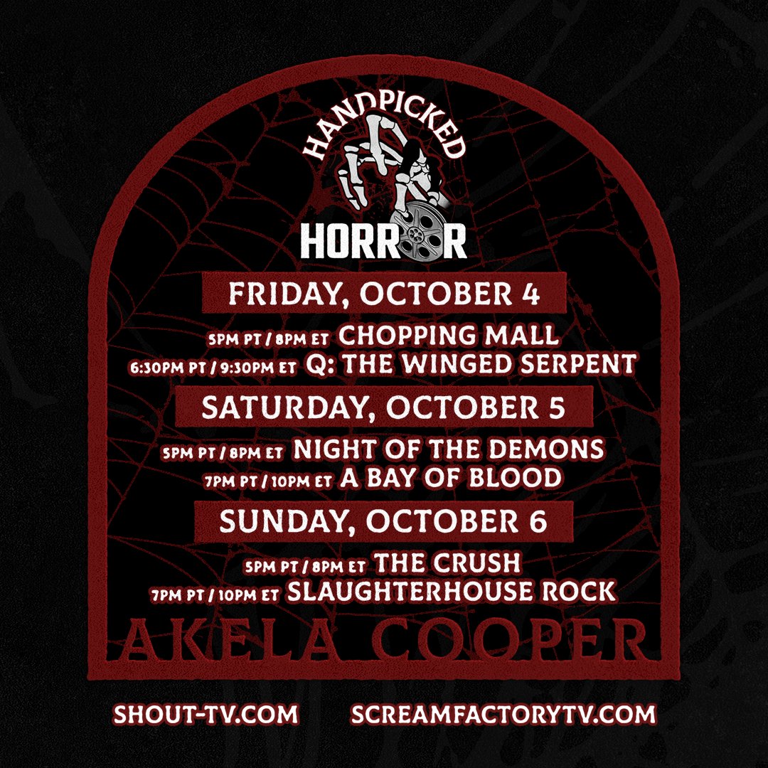 Shout! TV (@watchshouttv) on Twitter photo Akela Cooper knows scary movies. 🩸 The writer of M3gan and Malignant curated a zany, must-watch selection of horror flicks to air this weekend as part of our Handpicked Horror series! Tune in to Shout! TV or <a href="/screamfactorytv/">Scream Factory TV</a> starting tonight: screamfactorytv.com Akela Cooper knows scary movies. 🩸 The writer of M3gan and Malignant curated a zany, must-watch selection of horror flicks to air this weekend as part of our Handpicked Horror series! Tune in to Shout! TV or <a href="/screamfactorytv/">Scream Factory TV</a> starting tonight: screamfactorytv.com