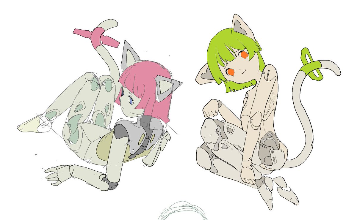 humanNo161's tweet image. 翻出来的赛博猫猫oc