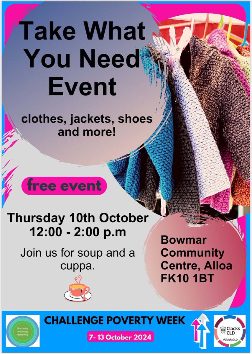 Please share our event with your networks. Free event next week, come speak to our team, <a href="/ClacksCouncil/">Clackmannanshire Council</a> <a href="/ClacksEducation/">Clackmannanshire Council People Directorate</a> #FamilyWellbeingPartnership