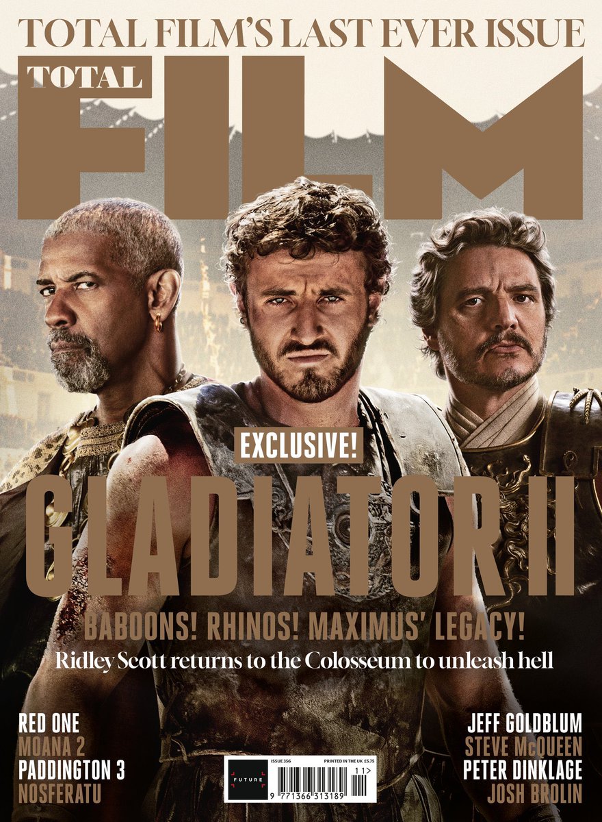 And here it is, the cover of the final issue of Total Film, featuring Gladiator II. Proud to say that I think it’s a cracking issue all round, with superb work as ever from the whole team. Feels like we get to go out on a high at least. Hits stands on Thursday