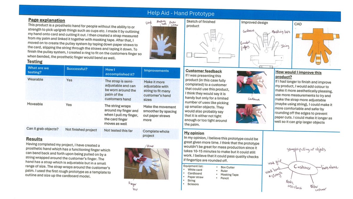 AKSDesignTech's tweet image. Great end to a busy week @AKSSchool Yr10 have managed to improve their mock #Coursework page submissions &amp;amp; included some C.A.D improvements for good measure, all whilst considering a design to benefit people with #dexterity challenges #DesignTechRock 👍