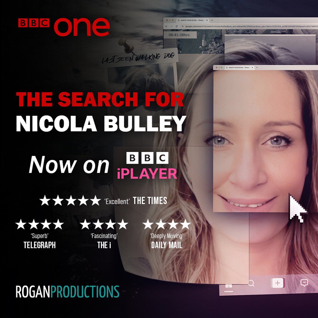 The reviews for #TheSearchForNicolaBulley are in. If you’ve not seen this “affecting and moving portrayal of a family who have been through unspeakable horror” (Evening Standard) you can catch up now on @bbciplayer